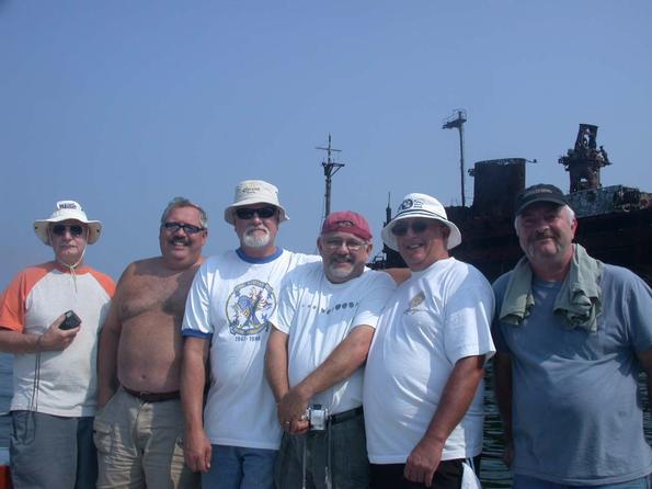 Navy Reservists with the Targetship American Mariner in the background at the Hannibal Target